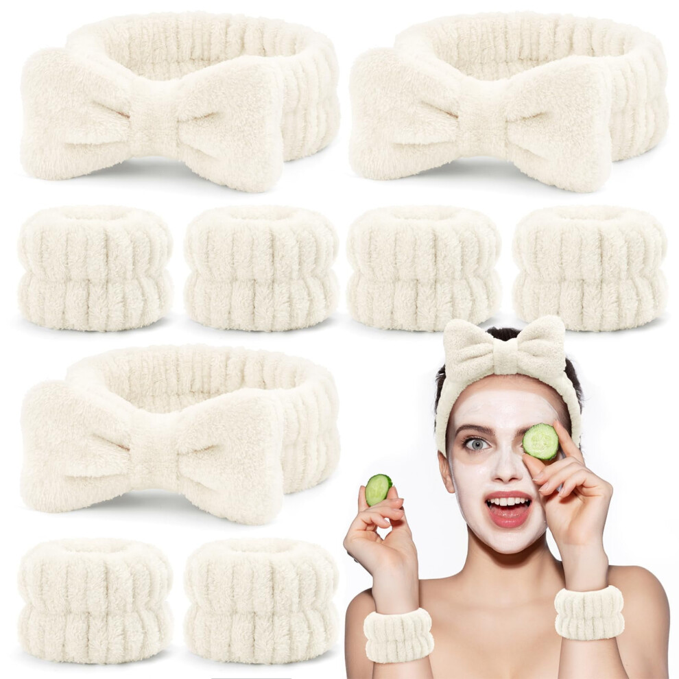 Unisex Face Wash Set For Women - Microfiber Wristbands And Headband, Absorbent Sweatbands For Makeup And Spa
