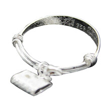Toddler Baby Silver Plated Adjustable Embossing Bell Charm Bangle Jewelry Gift-4#