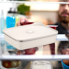 Boîte alimentaire hermétique en acier inoxydable 403SS, compatible micro-ondes et étanche, sans BPA, 23,5 x 19,1 x 9,6 cm, beige, lot de 1