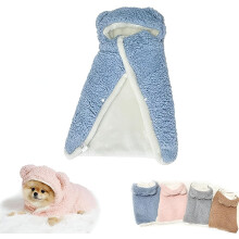 Soft Double-Layer Cotton Pet Blanket with Hood & Snap Buttons for Cats/Dogs – Indoor/Outdoor Winter Use