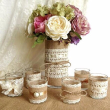9PCS X1M Trims Tape Jute Burlap Rustic Wedding Party Natural Hessian Ribbon Lace