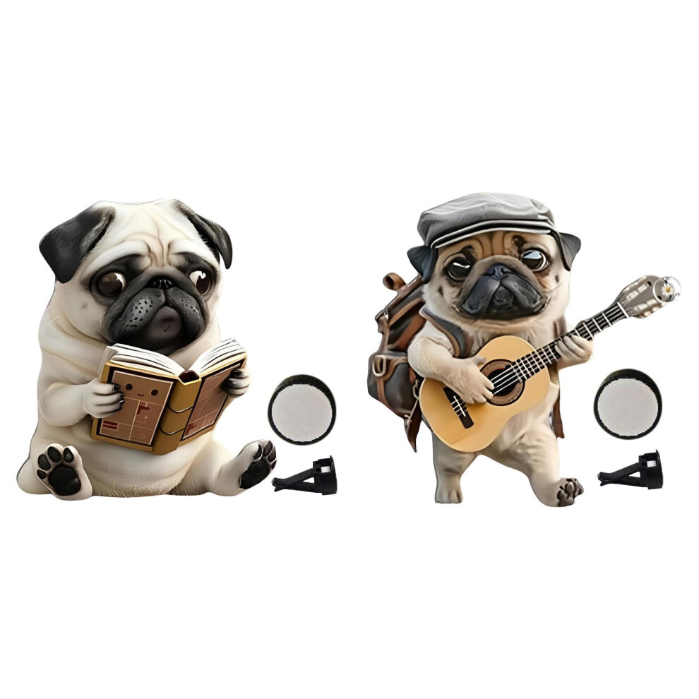 Adorable Pug Acrylic Car Air Vent Fragrance Diffuser, 2D Cute Dog Design, Compatible With Most Vents 9009879503187