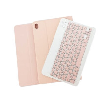 Pink Leather Tablet Case with Stand, Detachable Square Keycap Bluetooth Keyboard for Lenovo Pad Tab P11 11" TB-J606F/LX110