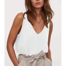 Damentop aus weißem Satin mit V-Ausschnitt, locker geschnitten, von S bis XXL