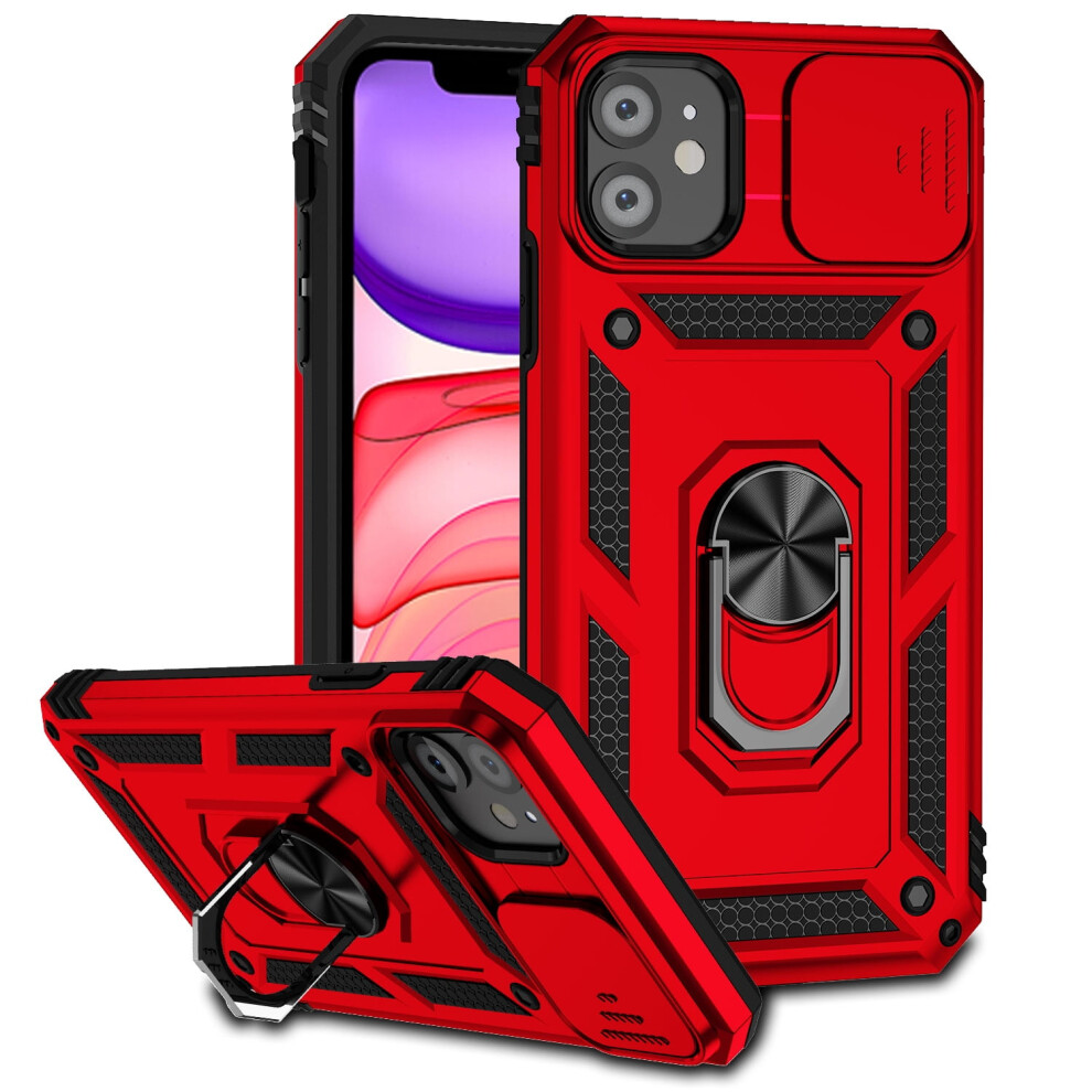 Rugged Iphone 16 Case With Sliding Camera Cover, Kickstand & Military-Grade Drop Protection Â Red 9009879503521