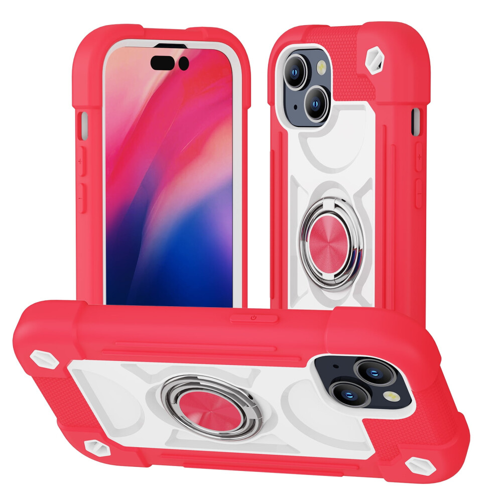 Compatible With Iphone 15 Plus Case, 6.7" 360 Rotating Ring Stand, Military-Grade Shockproof Rugged Cover, Rose 9009879504528