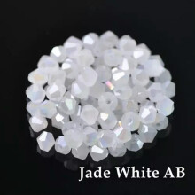 Crystal glass bicone beads jade white AB 3mm (100 pcs)
