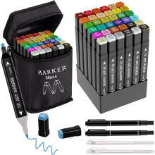 Alcohol Markers, 36 Colors Dual Tip Art Marker with Case and Holders for Sketching,Coloring, Permanent Drawing