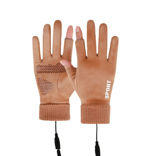 Heated Gloves for Women USB Waterproof Touchscreen Khaki 1