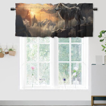 Forest Wolf Printed Window Valance Curtains, 54x18 in, Rod Pocket, Compatible with Standard Rods
