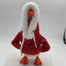 7" Desk Goose Hoodie, Magnetic Mini Porch Goose Statue Key Holder & Table Decor (Red-A)