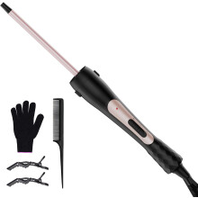 3/8 Inch Curling Iron for Short & Long Hair, Adjustable Temperature 30S Fast Heating with Heat Resistant Glove & 2 Clips