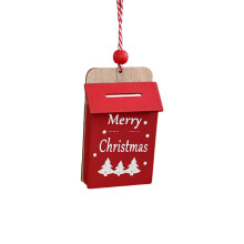 Red Wooden Christmas Tree Pendant – Mailbox Snowflake Gift Box Ornament for Holiday Parties & Fireplace Decor