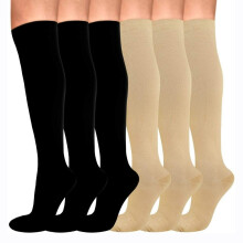 6 Pack 20-30 mmhg L/XL Knee High Sport Compression Socks for Men and Women