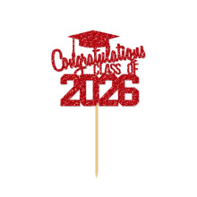 2026 Graduation Cake Topper - Glitter "Congratulations Class of 2026" Paper Topper for Commencement Party Decorations
