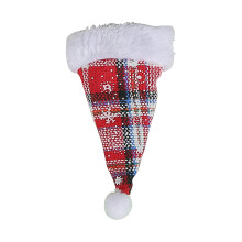 Christmas Mini Santa Hats Silverware Holders, Wine Bottles Cover, Handmade Xmas Party Dinner Table Dinnerware Decorations Supplies Flatware Decor