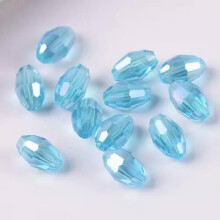 Perles ovales à facettes en cristal de rugby, lot en vrac, 8x6mm, 10x8mm, 13x10mm - 8# Bleu lac AB-8x6mm (30 pièces)