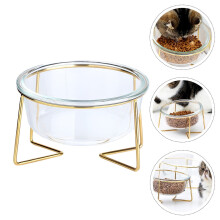 1Set Dog Food Plate Glass Pet Bowl for Cats and Dogs 17.5X6.9Inch High Base Design
