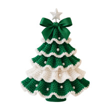 Crochet Christmas Tree Kit with Bows Ornament Set