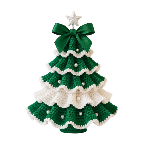 Crochet Christmas Tree Kit with Bows Ornament Set