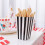 Popcorn Holders Black Paper Rectangular Wavy Edge 24 pcs 8