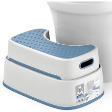Toilet Stool Squat Adult, Bathroom Stool Heavy Duty, Anti Slip Toilet Step for Bathroom, Toddler Step Stool for Kids, White & Grayish Blue