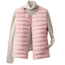Women's Lightweight Quilted Down Vest Sleeveless Collarless Button Front for Warm Comfort and Breathable Styling