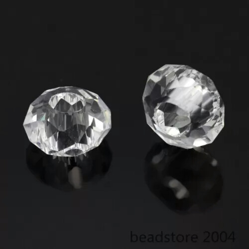 Glass Beads Rondelle 5mm Large Hole 10pcs Clear