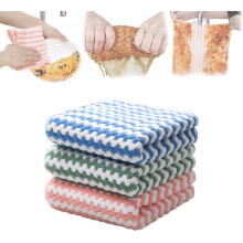 Chiffons de nettoyage en microfibre Vylinox (lot de 3), réutilisables et lavables, torchons à rayures