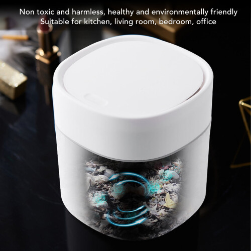 Mini Desktop Trash Can with Lid, White, for Small Spaces and Office Use 1
