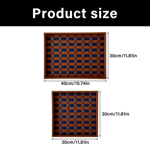 Artisanal Checker Weave Leather Tray Modern Storage Solution For Countertop Coffee Table Display 2