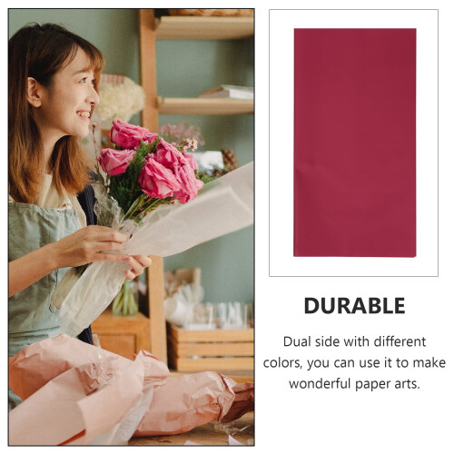 20 Pcs Flower Wrapping Paper Waterproof for Bundle Bouquet Red 1