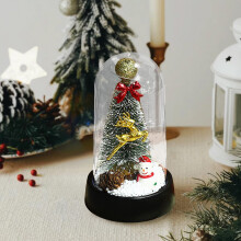 Boule à neige miniature à LED pour sapin de Noël - Décoration de Noël pour bureau et maison, fonctionne sur piles