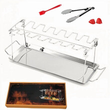 BBQ Chicken Rack Set Stainless Steel 5-Piece with Tray