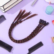 4Pcs Light Brown Synthetic Braided Ponytail Clip in Hair Piece for Trendy Look