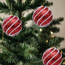 Boules de Noël en mousse de 8 cm améliorées, boules de Noël à suspendre, décorations colorées pour sapin de Noël, lot de trois