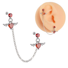 1PC Surgical Steel CZ Gem Ear Tragus Cartilage Piercing Zircon Dangle Chain Earring Conch Ear Stud Helix Piercing Body Jewelry