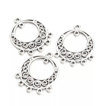 200pcs Tibetan Silver Alloy Chandeliers 1/5 Loop Filigree Earring Findings 24mm