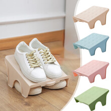 Double Tier Shoe Rack with Non-Slip Pads, Space-Saving Organizer for Dorm Cabinet (9.84"x8.07"x4.92", Beige)