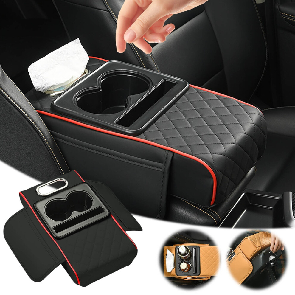 Auto Center Console Armrest Cushion With Cup Holder & Tissue Box Â Waterproof Universal Cover Compatible With Most Vehicles 9130661156899