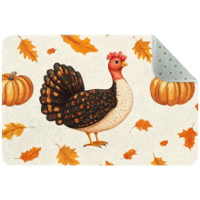Thanksgiving Turkey Bird and Pumpkin Small Area Rug, Non-Slip Door Mat Indoor Floor Mat, Washable Kitchen Rug Entrance DMat for Bedroom Living Room