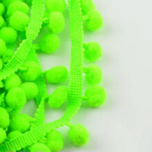 Pompom Trim Ball Fringe Ribbon DIY Sewing Accessory Lace 1/5/15 yards-Fluorescent green-1 yd