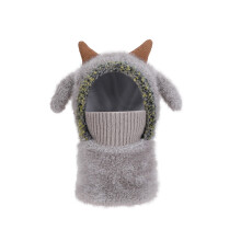 Kids Winter Hat Integrated Face Neck Warmer Soft Lamb Design Knitted Ear Cold Weather For Boys Girls