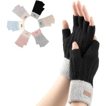 Fingerless Gloves for Women, Winter Half Finger Gloves, Knitted Fingerless Mittens for Typing Driving