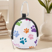 Colorful Cat Paw Print Coin Purse Waterproof PU Leather Zipper Storage Bag Multifunctional Mini Earphone Bag
