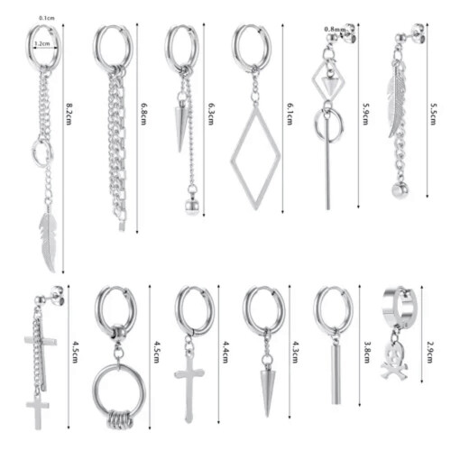 Stainless Steel Hoop Earring Gothic Cross 4 pcs 2