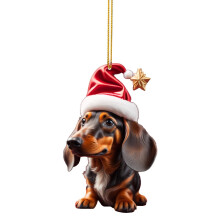 Pendentif de voiture en forme de teckel 2023 – Décoration de Noël à suspendre au rétroviseur, ornement festif pour les fêtes de fin d'année