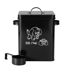 Dog Food Storage Container Metal Cat Food Storage Container Good Sealing Square Dog Can with Lid and Spoon for Home