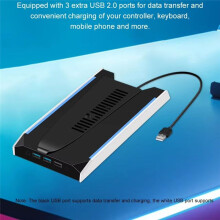 Koelstandaard voor PS5 Pro Slim Cooler Base RGB Verticale Basis met 8-Modus RGB en 3-Snelheidsniveau Ventilatorhouder 3 USB-Poorten