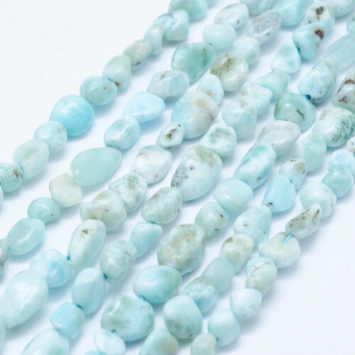 Fios de contas de larimar natural, pedra rolada, 5~11x5~7mm, furo: 1mm, 15,3 polegadas~15,7 polegadas (39~40cm)